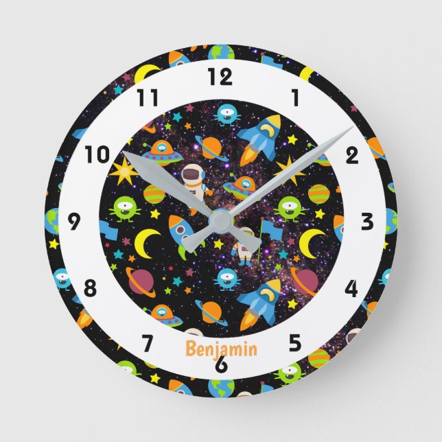 Horloge Ronde Espace extra-atmosphérique coloré (Recto)