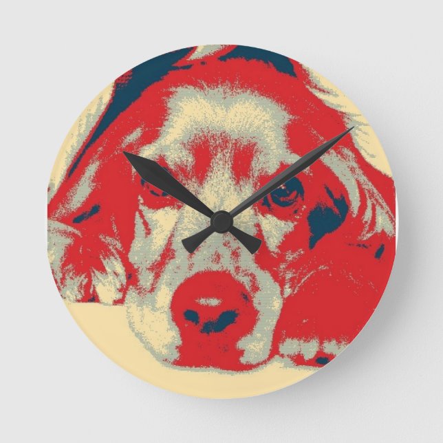 Horloge Ronde Espagnol de cocaïer anglais, Chien, Chiot (Recto)