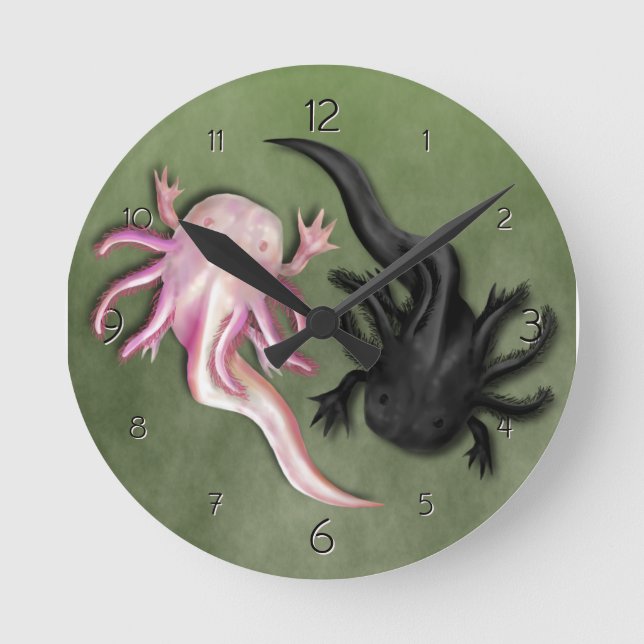 Horloge Ronde Espèce de Black and White Axolotls (Recto)