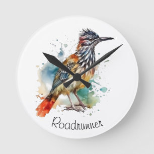 Horloge Ronde Esprit du désert, Grand Géocoucou en aquarelle, pe