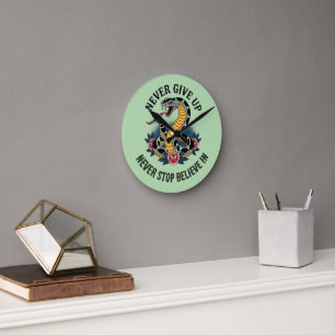 Horloge Ronde Esprit sans peur : Serpent gras et oeuvre d'art Ro