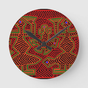 Horloge Ronde Esprits Mola Indiens Kuna