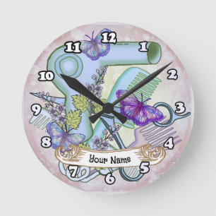 Horloge Ronde Esthéticienne Papillon