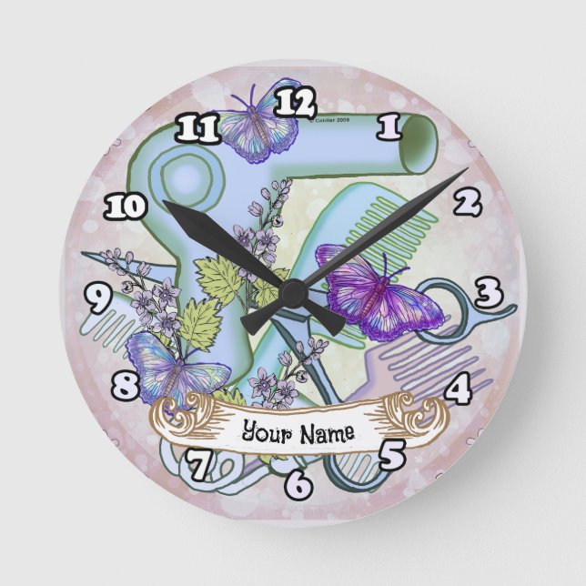 Horloge Ronde Esthéticienne Papillon  (Recto)