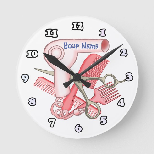 Horloge Ronde Esthéticienne rose (Recto)