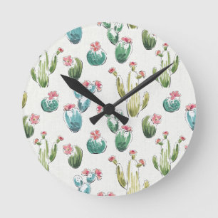 Horloge Ronde Étape de fleur du désert   Motif rose