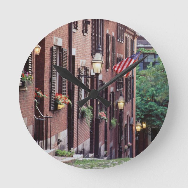Horloge Ronde États-Unis, Massachusetts, Boston, Maisons le long (Recto)
