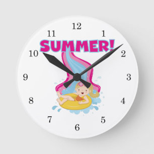 Horloge Ronde Été Fille blonde