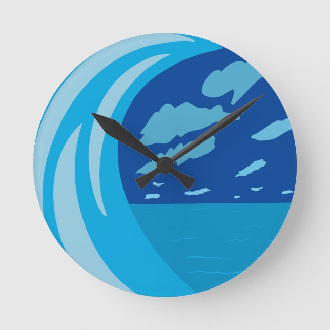Horloge Ronde Été Océan bleu Vague Bleu foncé ciel (Recto)