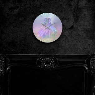 Horloge Ronde Ethereal Pastel Holographique Fairy Wing Gown