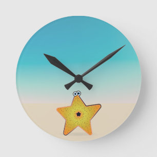 Horloge Ronde Étoile de mer de dessin animé