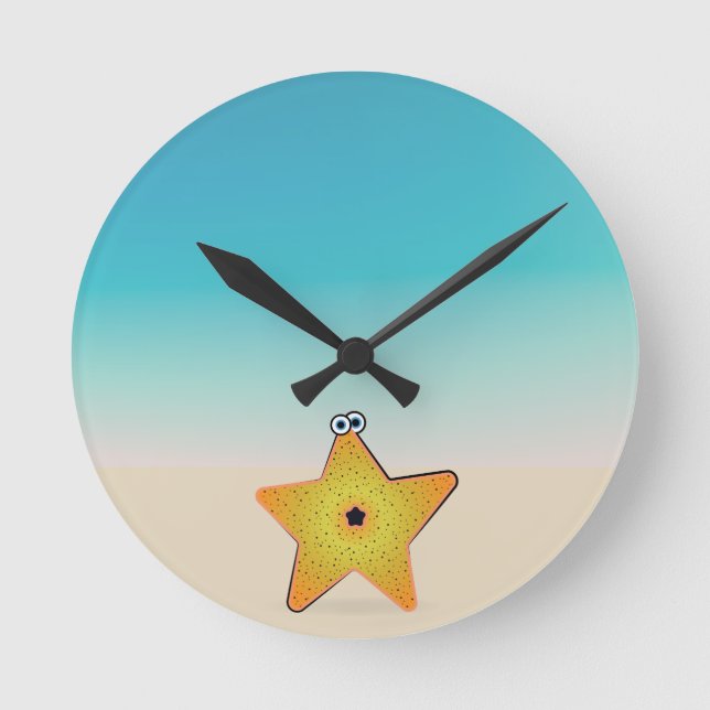 Horloge Ronde Étoile de mer de dessin animé (Recto)
