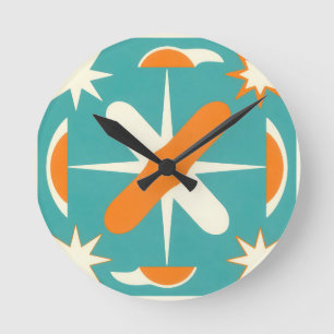 Horloge Ronde Étoile éclatée moderne du milieu du siècle