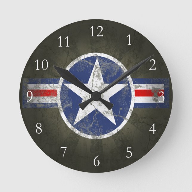 Horloge Ronde Étoile Vintage patriotique militaire (Recto)