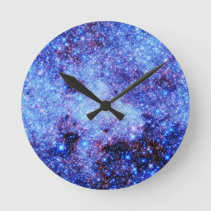 Horloge Ronde Étoiles à étincelles bleues