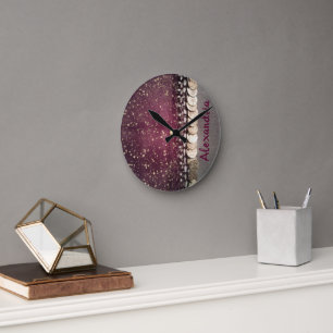 Horloge Ronde Étoiles de la Glitterie Purple Gypsy Écarf