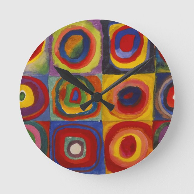 Horloge Ronde Étude de couleur des cercles Carré par Kandinsky (Recto)