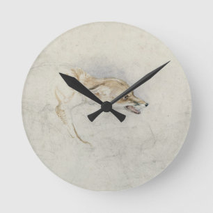 Horloge Ronde Étude d'un renard croustillant, face à droite vers