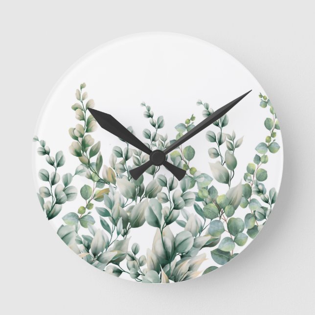 Horloge Ronde Eucalyptus vert (Recto)
