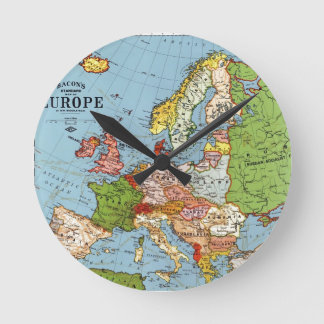 Horloge Ronde Europe vintage Carte générale du XXe siècle