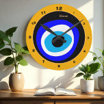 Horloge Ronde Evil Eye Talisman & arabe Amulet /turc, grec<br><div class="desc">WALL CLOCK (Hamsa): Evil Eye Talisman & Amulet for protection from negativity and good luck bringer. Traditionally originating from Arabic, Turkish, Greek tribes and protects you from any ill-will that could otherwise have a négatif on your well-being or your life in general. The evil eye "curse" legended to be cast...</div>