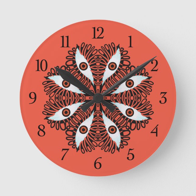 Horloge Ronde Evil eyes weird red trippy round clock (Recto)