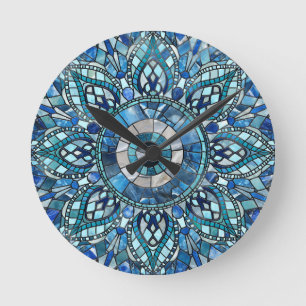 Horloge Ronde Evil Oeil Amulet Mosaic Mandala Art