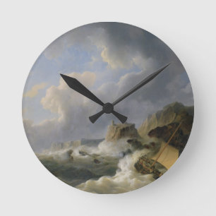 Horloge Ronde Expédition outre d'un littoral en mer agitée