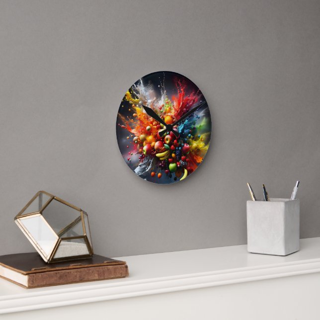 Horloge Ronde Explosion de fruits (Bureau)