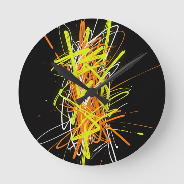 Horloge Ronde Explosion d'énergie abstraite Chaos Néon (Recto)