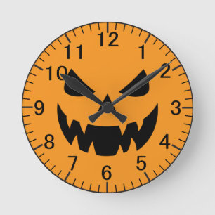 Horloge Ronde Face citrouille classique et éffrayante