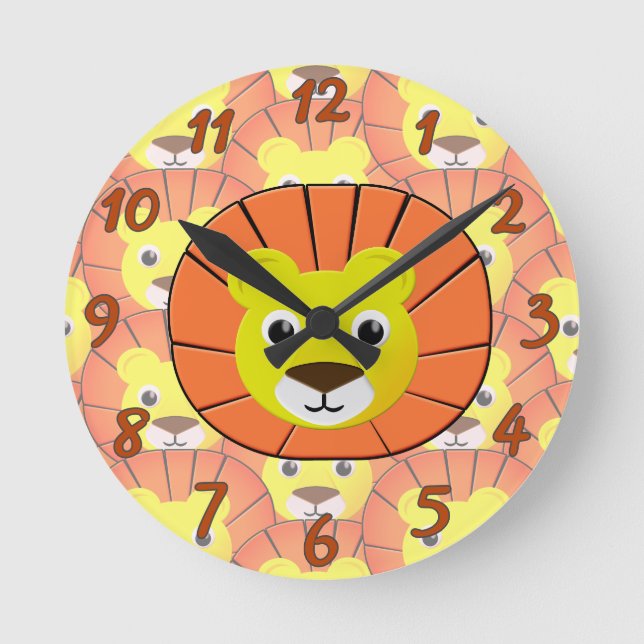 Horloge Ronde Face de lion mignonne sur tout le Motif d'impressi (Recto)
