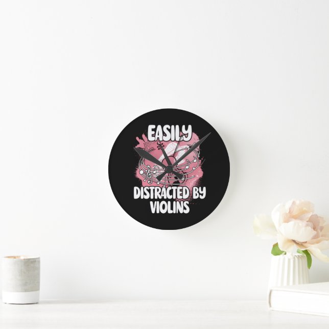 Horloge Ronde Facilement Distrait Par Les Violons (Maison)