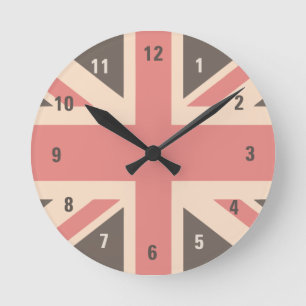 Horloge Ronde Faded Union Jack UK Flag