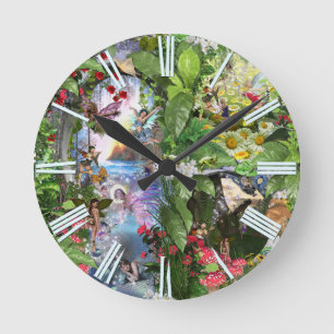 Horloge Ronde Fairy Kingdom forest dreamland imaginaires histoir