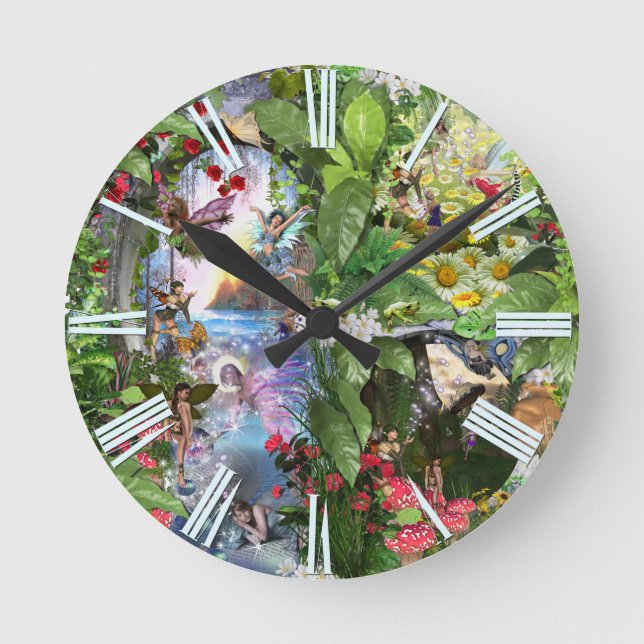 Horloge Ronde Fairy Kingdom forest dreamland imaginaires histoir (Recto)