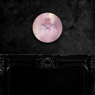 Horloge Ronde Fairy Wing Mauve Gown   Luxueux Tône Rose Dusty