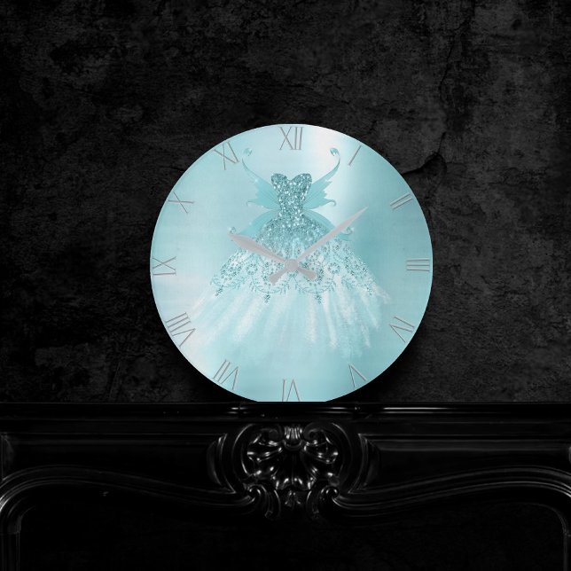 Horloge Ronde Fairy Wing Mint Gown | Luxe Pearl Green Aqua Sheen (Créateur téléchargé)