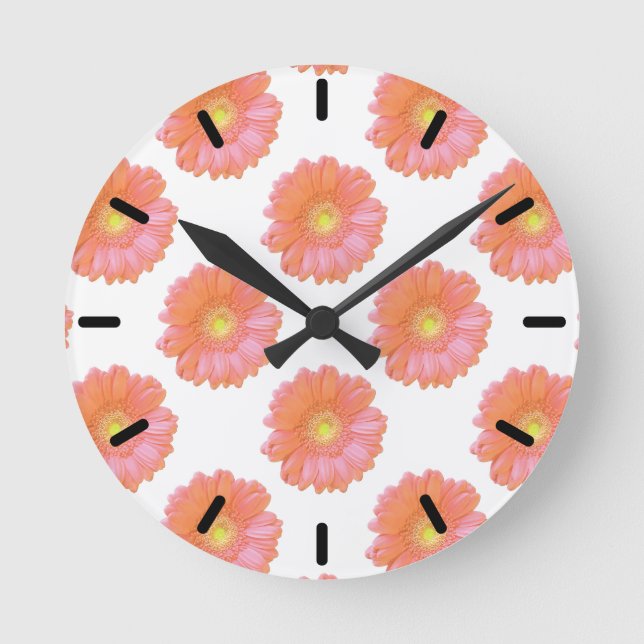 Horloge Ronde Faisée de gerbera orange (Recto)