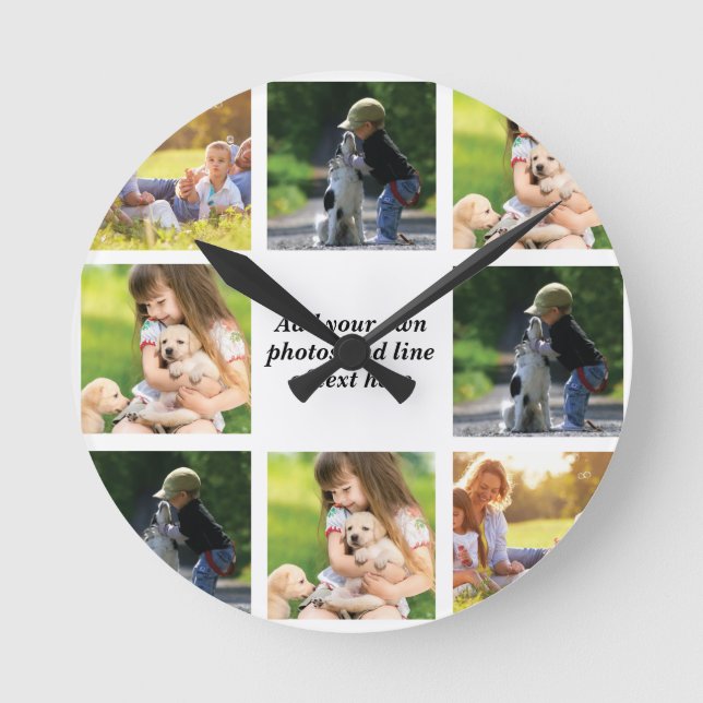 Horloge Ronde Faites votre propre collage photo et texte (Recto)
