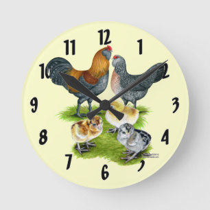 Horloge Ronde Famille de poules Ameraucana
