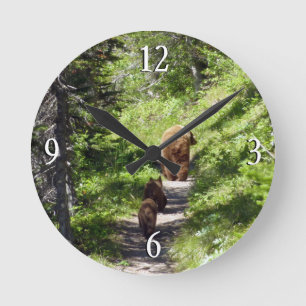 Horloge Ronde Famille d'ours Brown