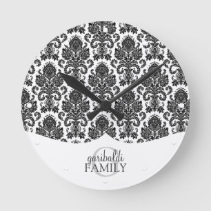 Horloge Ronde Famille noire et blanche de damassé moderne