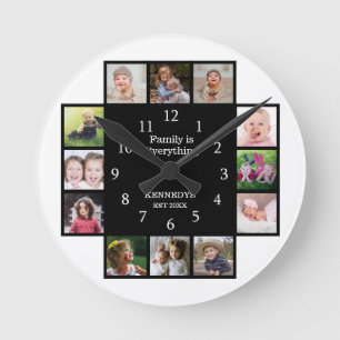 Horloge Ronde Famille personnalisée 12 cadre de collage photo no