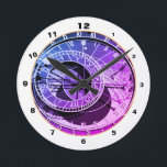 Horloge Ronde Famous Orloj & Astronomical Clock Prague / Czechia<br><div class="desc">WALL CLOCK: Prague & fameuse Astronomical Clock - part of Prague's clock tower called "Orloj" located in a heart of the Old Town Square. Vintage fashion design featuring antique coloured technique. Zodiac signs ring near the center,  with sun & moon orbiting. Photographe original/art/design by work4dream.</div>