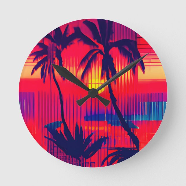 Horloge Ronde Fantaisie d'évasion tropicale (Recto)