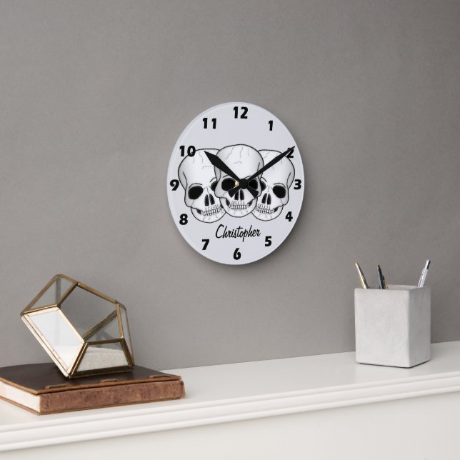 Horloge Ronde Fantasy Art Skull Design Personalised (Bureau)