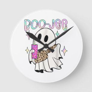 Horloge Ronde Fantôme drôle d'Halloween Boo Jee