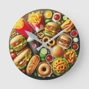 Horloge Ronde Fast Food Frenzy Wall Clock