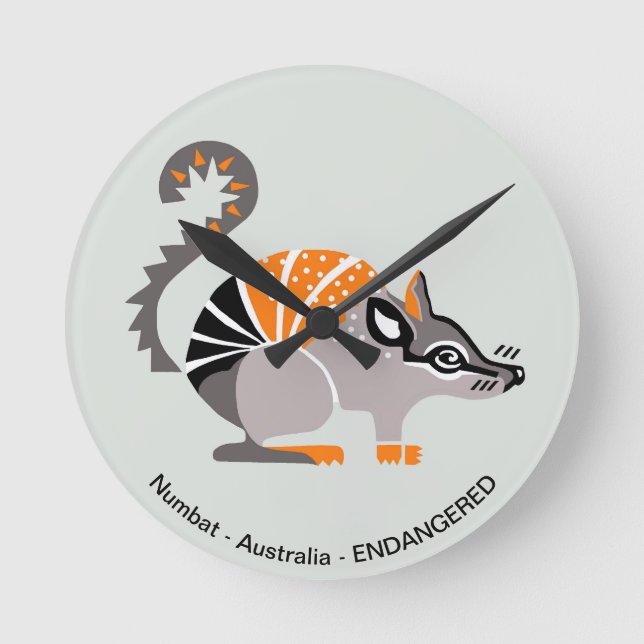 Horloge Ronde Faune - NUMBAT - Espèces en voie de disparition -  (Recto)
